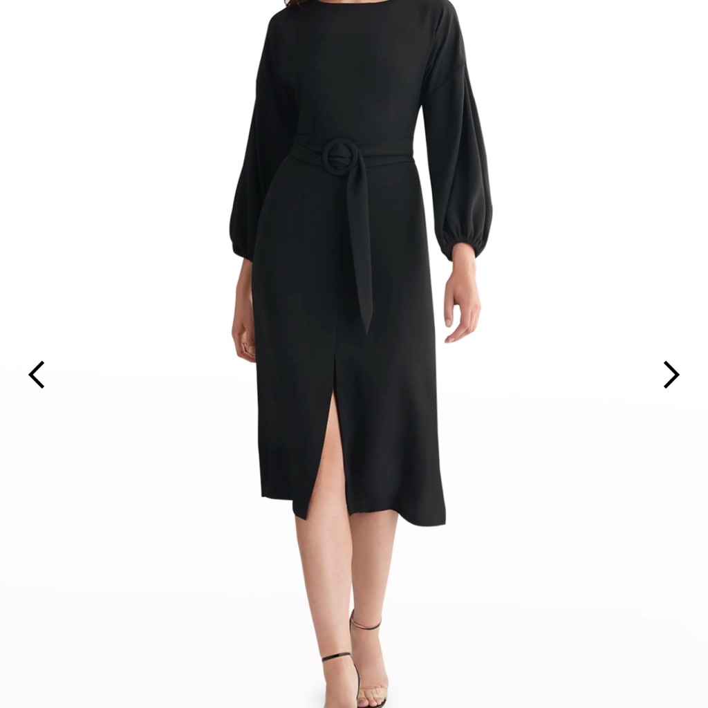 Sachin + Babi Black Sheath Dress With Bishop Sleeves